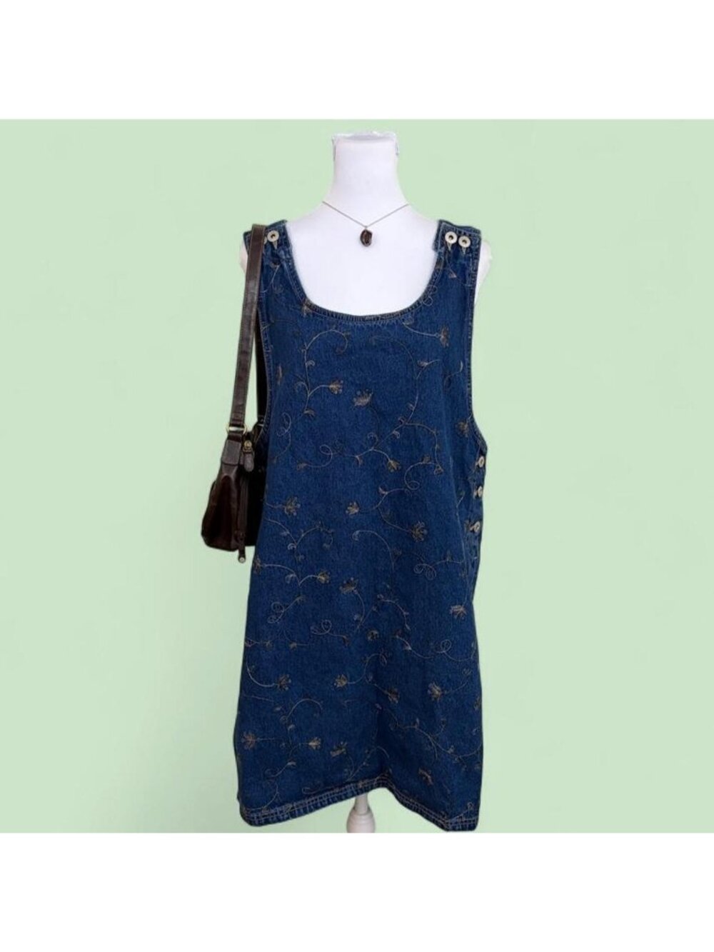 90s denim floral cottagecore jumper dress